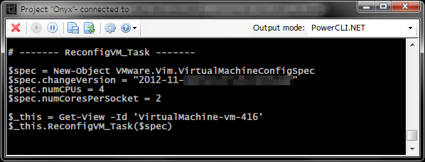 Onyx でコード化された操作（CPU ソケット数とコア数の変更）