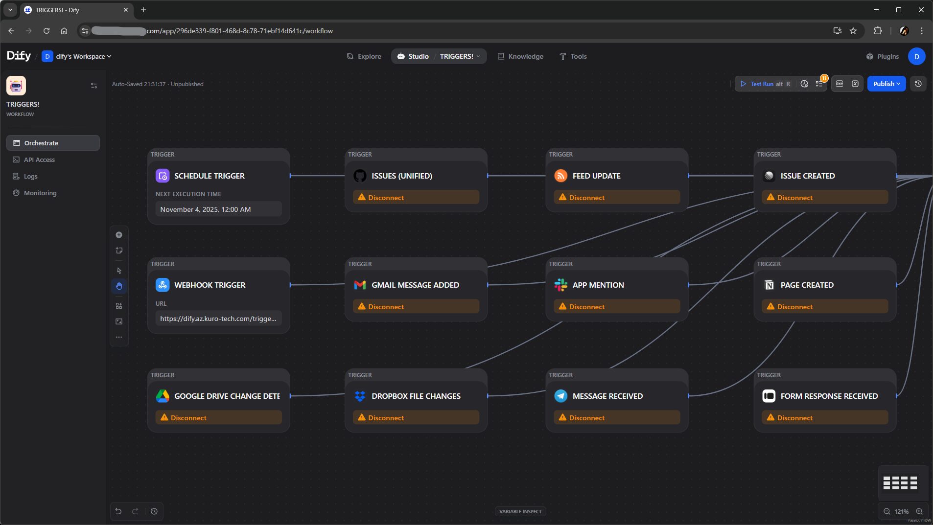 Featured image of post Dify のトリガー機能を試す（Gmail / GitHub 連携）
